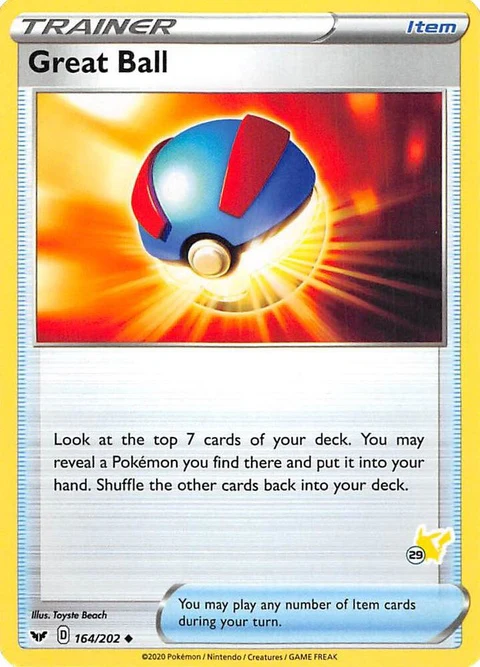 Great Ball - #29 Pikachu Stamped (164)