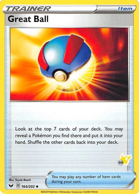 Great Ball - #49 Pikachu Stamped (164)