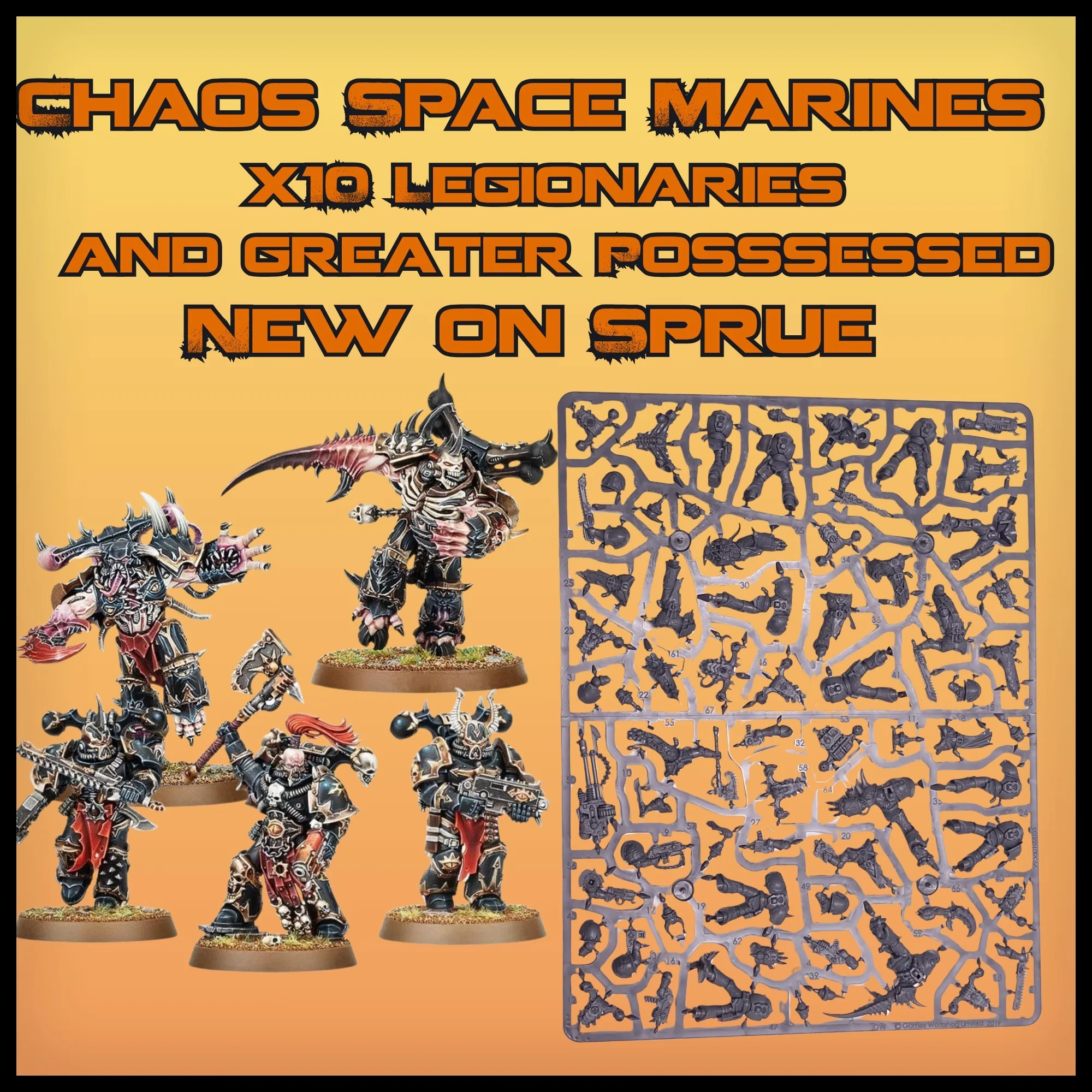 Warhammer 40k: Chaos Space Marines Legionaries and Greater Possessed OOP New on Sprue (No Bases)