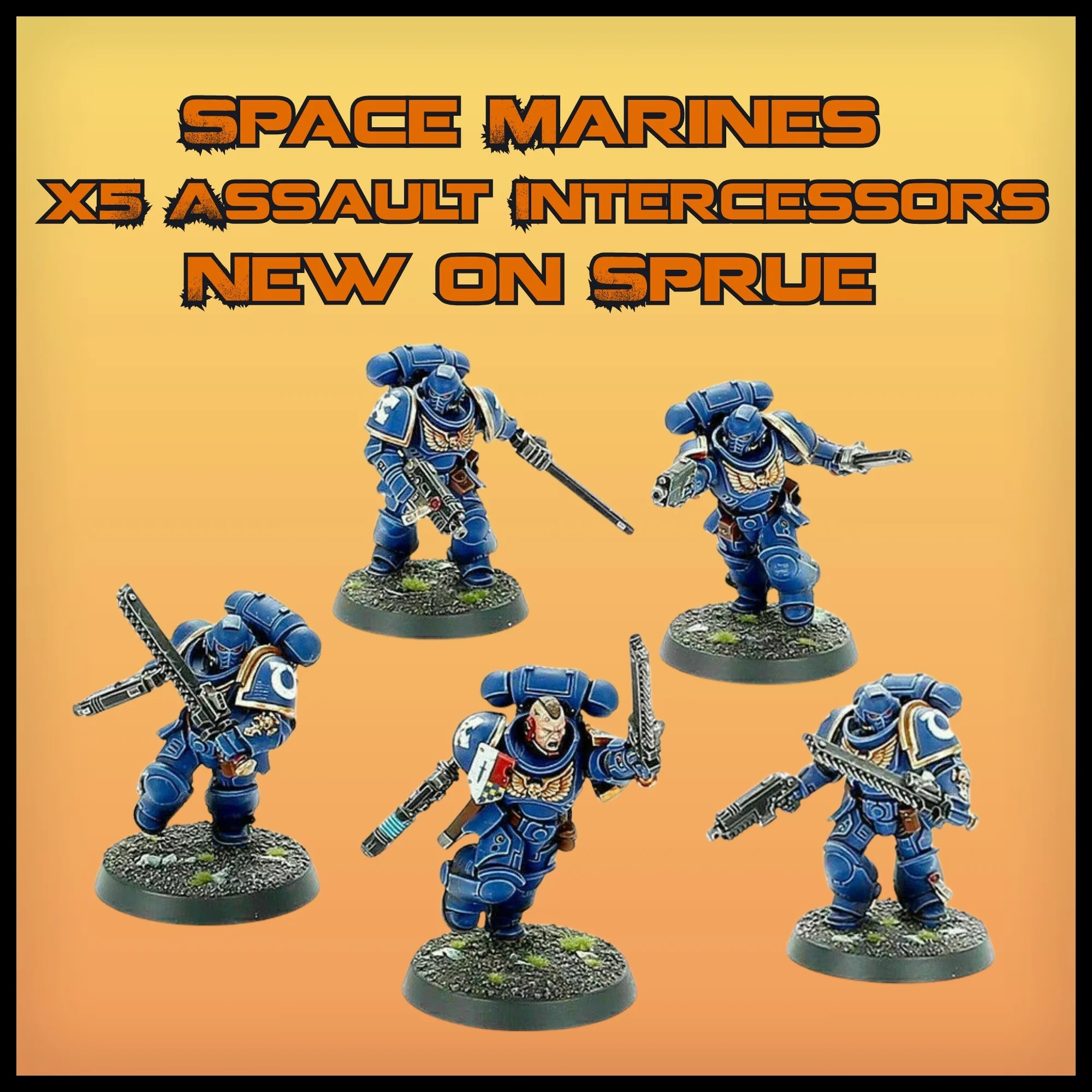 Warhammer 40k: Space Marine x5 Intercessors New on Sprue (No Bases)